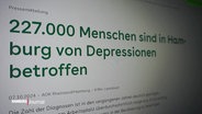 Screenshot einer Pressemitteilung: "227000 Menschen sind in Hamburg von Depression betroffen". © Screenshot 