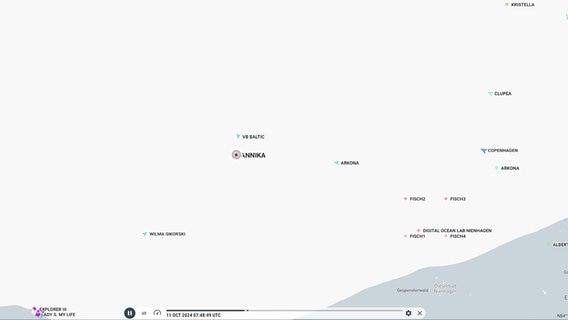 Screenshot von marinetraffic.com mit der Position von "Annika" vor Warnemünde. © Screenshot 
