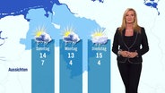 Eine Wettermoderatorin von der Wetterkarte. © Screenshot 