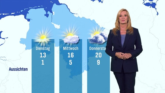 Claudia Kleinert mit der Wettervorhersage für die kommenden Tage. © Screenshot 