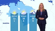 Claudia Kleinert mit der Wettervorhersage für die kommenden Tage. © Screenshot 