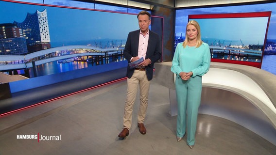 Ulf Ansorge und Dina Hille moderieren das Hamburg Journal um 19:30 Uhr. © Screenshot 