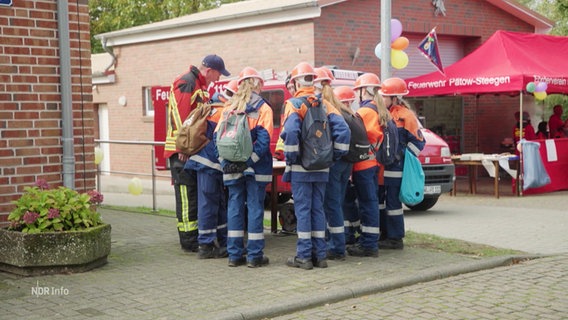 Eine Gruppe Jugendlicher beim Feuerwehrfest. © Screenshot 