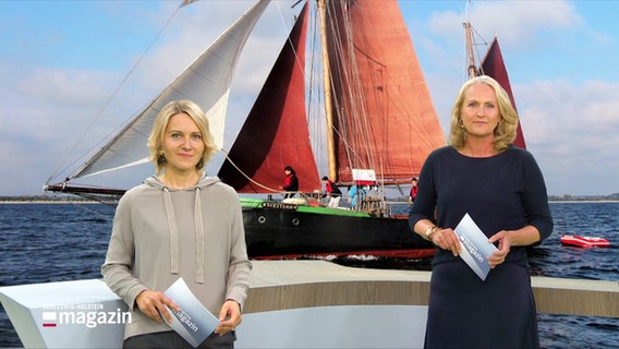 Marie-Luise Bram und Harriet Heise moderieren das Schleswig-Holstein Magazin. © Screenshot 