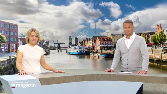 Marie-Luise Bram und Gerrit Derkowski moderieren das Schleswig-Holstein Magazin. © Screenshot 