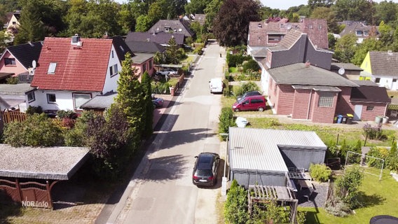 Der Kleinsiedlerweg in Wedel aus der Vogelperspektive. © Screenshot 