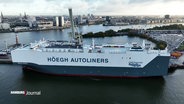 Die Höegh Autoliners steht im Hafen. © Screenshot 