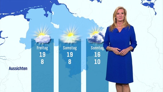 Claudia Kleinert mit der Wettervorhersage für die kommenden Tage. © Screenshot 