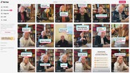 Viele Kacheln zeigen einen älteren Mann auf seinem Social Media Kanal über Bücher © Screenshot 