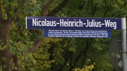 Das Straßenschild des Nicolaus-Heinrich-Julius-Wegs in Hamburg © Screenshot 