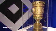 Der DFB-Pokal steht in einer Vitrine. © Screenshot 