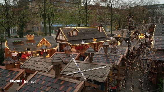 Blick über die Dächer der Buden auf dem Wandsbeker Winterzauber-Markt © Screenshot 