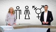 Moderatorin Harriet Heise und Moderator Christopher Scheffelmeier im Studio © Screenshot 