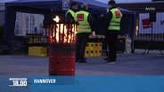 Streikende Verdi-mitglieder stehen draußen an einer Feuertonne. © Screenshot 