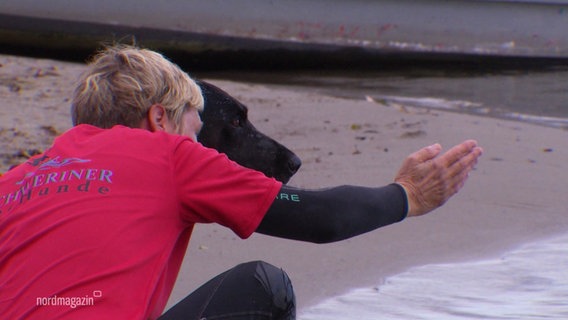 Eine Frau gibt einem Hund Anweisungen. © Screenshot 