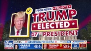 Eine digitale Anzeige mit dem Konterfei von Donald Trump, daneben der Text: Trump electet, 47th President. © Screenshot 