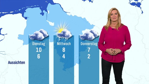 Klaudia Kleinert moderiert das Wetter. © Screenshot 