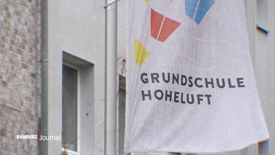 Ein Banner vor der Grundschule Hoheluft. © Screenshot 