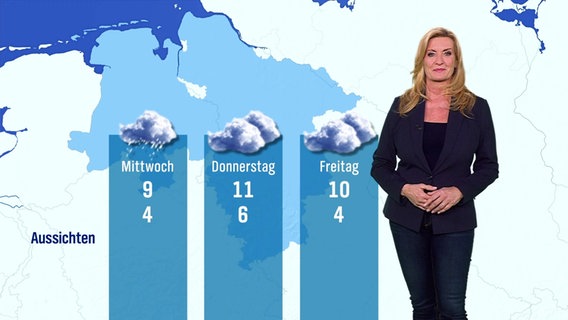 Claudia Kleinert moderiert das Wetter. © Screenshot 