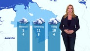 Claudia Kleinert moderiert das Wetter. © Screenshot 