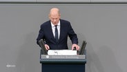 Bundeskanzler Olaf Scholz bei der Regierungserklärung im deutschen Bundestag. © Screenshot 