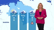 Claudia Kleinert präsentiert das Wetter für Niedersachsen. © Screenshot 