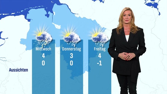 Claudia Kleinert mit der Wettervorhersage. © Screenshot 