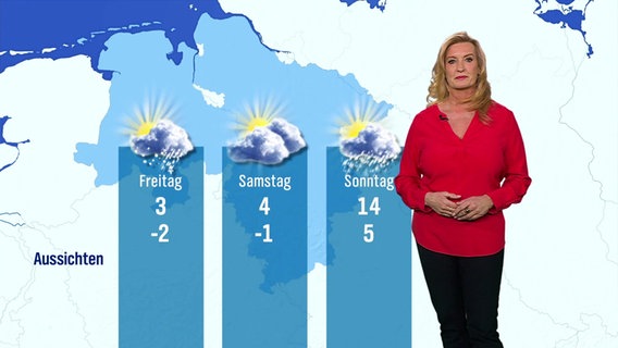 Claudia Kleinert moderiert das Wetter. © Screenshot 