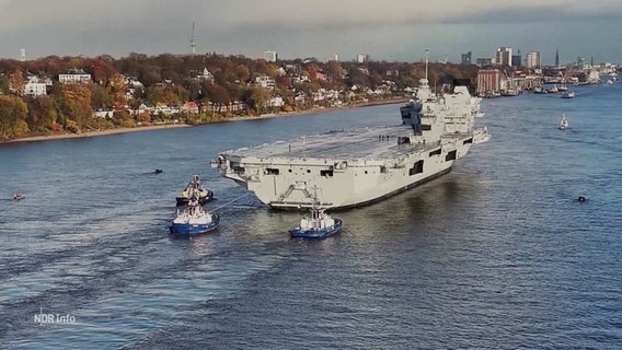 Ein Flugzeugträger auf der Elbe. © Screenshot 