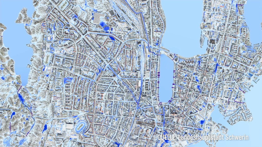 Starkregengefahrenkarte: Wo drohen in Schwerin Überflutungen?