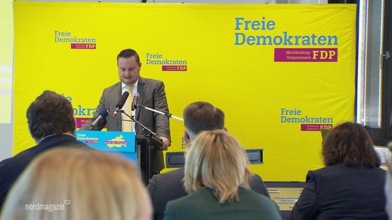 FDP Landesvorsitzender René Domke am Rednerpult © Screenshot 