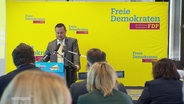 FDP Landesvorsitzender René Domke am Rednerpult © Screenshot 