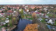 Luftbild vom Angelsteg am Güstrower Mühlenbach © Screenshot 