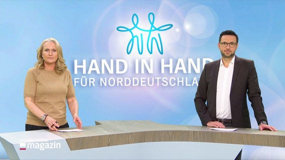 Harriet Heise und Christopher Scheffelmeier moderieren das Schleswig-Holstein Magazin am 02.12.2024. © Screenshot 