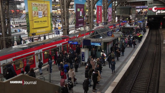 Blick auf einen stark gefüllten Bahnsteig im Hamburger Hauptbahnhof. © Screenshot 