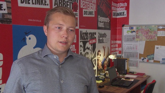 Hennis Herbst, Landesvorsitzender der Linken in MV und Direktkandidat für den Wahlkreis 15. © Screenshot 