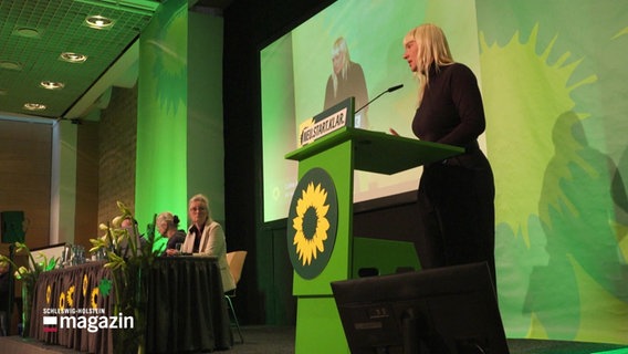 Luise Amtsberg spricht beim Parteitag der schleswig-holsteinischen Grünen in Neumünster. © Screenshot 