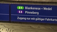 Ein Schild weist auf die S-Bahnlinien S1 und S3 hin. © Screenshot 