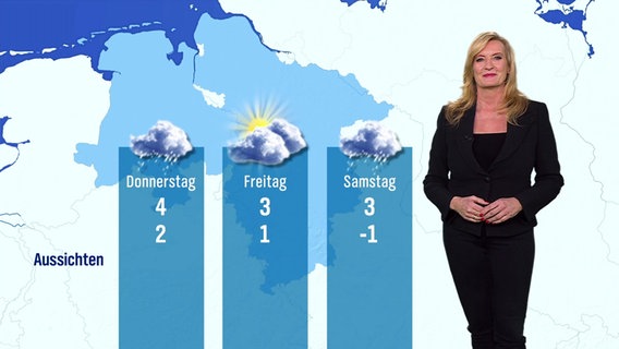 Eine Meteorologin steht vor einer Wettergrafik. © Screenshot 