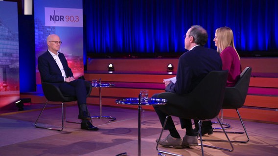 Hamburgs Bürgermeister Peter Tschentscher (SPD) im NDR Interview mit Reinhard Postelt und Ines Jacobi © Screenshot 