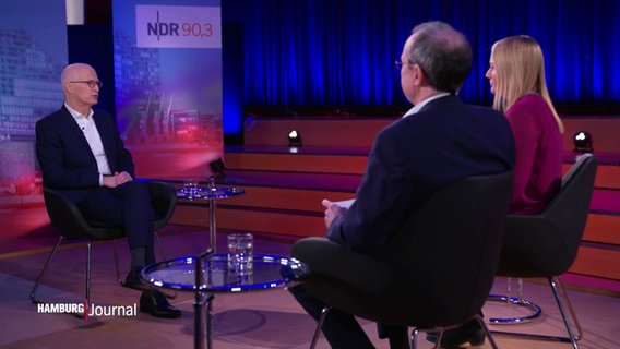 Hamburgs Erster Bürgermeister Peter Tschentscher (SPD) zu Gast im Studio bei einem Interview © Screenshot 