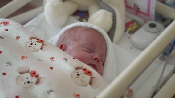 Ein Baby liegt in einem Kinderbett im Krankenhaus. © Screenshot 