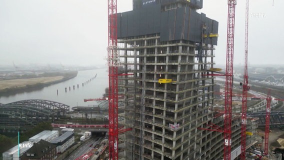 Blick auf den begonnenen Rohbau-Fuß des Hamburger Elbtowers © Screenshot 