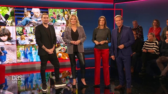 Musiker David Garrett und das Moderations-Team bestehend aus Bettina Tietjen, Inka Schneider und Hinnerk Baumgarten im Studio © Screenshot 