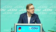 Der Spitzenkandidat der CDU in Mecklenburg-Vorpommern, Philipp Amthor, bei einer Rede © Screenshot 