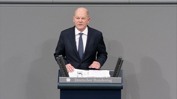 Olaf Scholz stellt die Vertrauensfrage im Bundestag. © Screenshot 