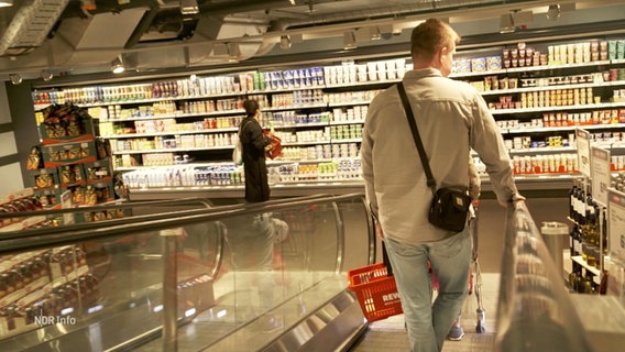 Kundinnen und Kunden in einem Supermarkt. © Screenshot 