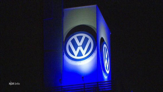 Blau beleuchtetes VW-Logo. © Screenshot 