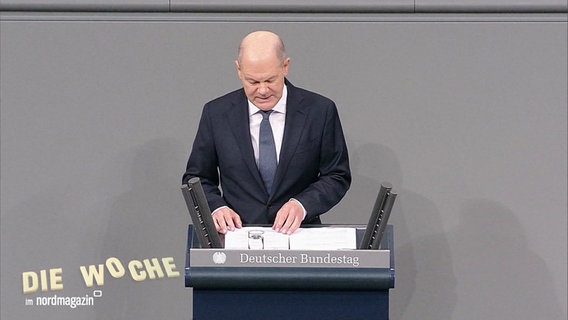 Bundeskanzler Olaf Scholz (SPD) bei einer Rede im Bundestag © Screenshot 