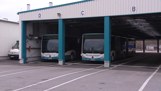 Busse der Neubrandenburger Verkehrsbetriebe stehen im Depot © Screenshot 